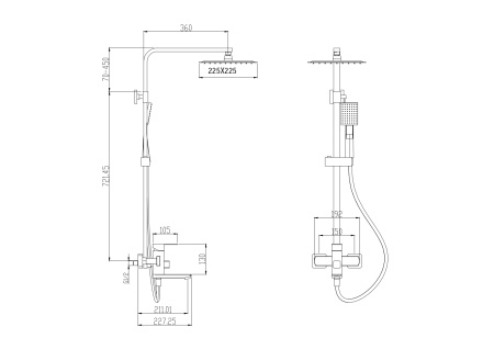 Душевая стойка с изливом ESTENA 29291ENB Душевая стойка с изливом ESTENA 29291ENB