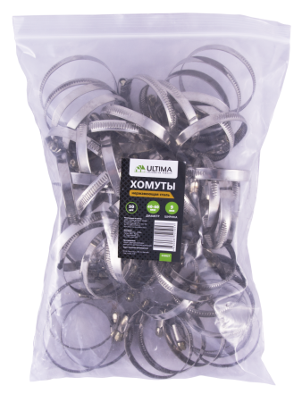Хомуты нержавеющая сталь Ultima, 40-60 мм, ширина 9 мм, 50 шт/пакет