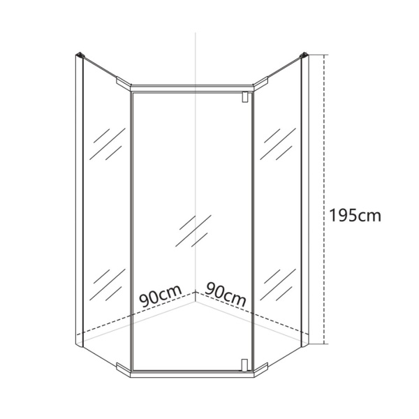 Душевой уголок VIAR, прозр. стекла, 5-тиугольный,  хром VR-90C5-SW-C