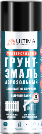 Краска аэрозольная ULTIMA, чёрный грунт, 520 мл