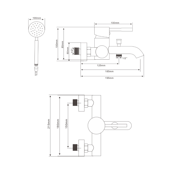 Смеситель для ванны с душем, AKERO AK11201