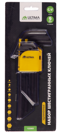 Набор шестигр. ключей Ultima,удлин, 9 шт в наб,1,5-10 мм,сталь CrV Набор шестигр. ключей Ultima,удлин, 9 шт в наб,1,5-10 мм,сталь CrV