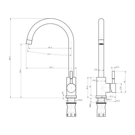 Смеситель для кухни нержавеющая сталь BALEAR 13435-1BLB черный