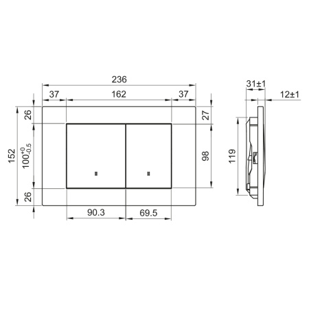 Клавиша для инсталляции, матовая PORTO PR412B