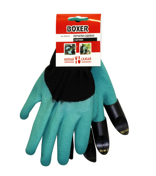 Перчатки BOXER садовые с латексным покрытием, с когтями, BXR210C