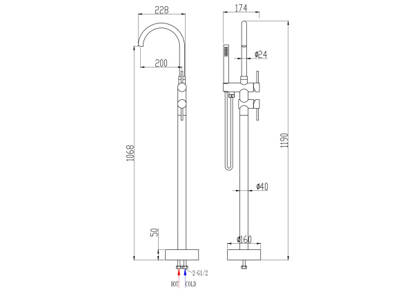 Смеситель напольный BALLEAR 13624BL
